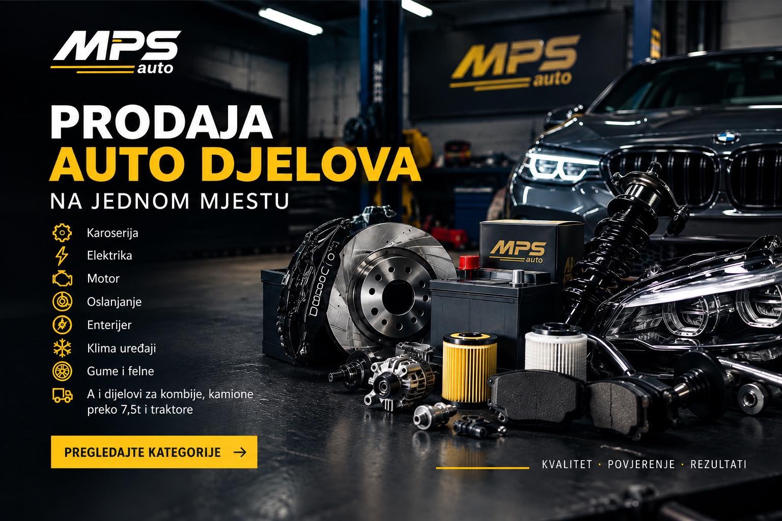 MPS Auto — prodaja auto djelova na jednom mjestu: karoserija, elektrika, motor, oslanjanje, enterijer, klima, gume i felne